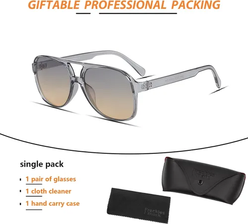 Vista 7 de Lentes de sol vintage retro de los años 70 para mujer y hombre, montura clásica, cuadrada y grande estilo aviador, lentes naranjas de moda UV400