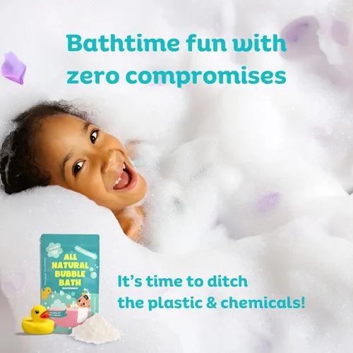 Vista 5 de Baño de burbujas natural para niños y bebés, baño de burbujas hipoalergénico para niños con piel sensible, artículos esenciales suaves para bebés