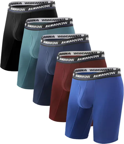 Vista 9 de BAMBOO COOL Ropa interior tipo bóxer largo para hombres de rendimiento con pierna larga para deportes MultiPack