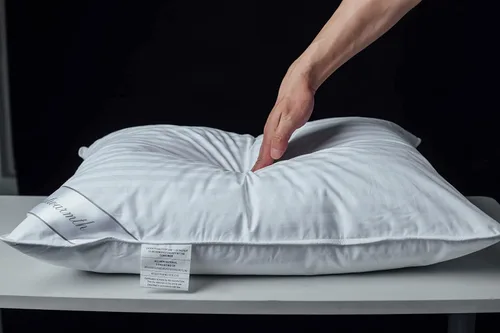 Vista 4 de Mezcla de plumas de ganso con almohadas de cama de poliéster, 100% algodón, soporte suave medio, paquete estándar de 1, rayas blancas