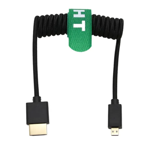 Vista 3 de Micro HDMI a HDMI 8K 4K 60p Negro trenzado en espiral 11.8 in Cable para Canon R8 R10 Sony A7C A7RIV ZV-1 S5 X-T4 Z50 Cámara ATOMOS Ninja V F5pro