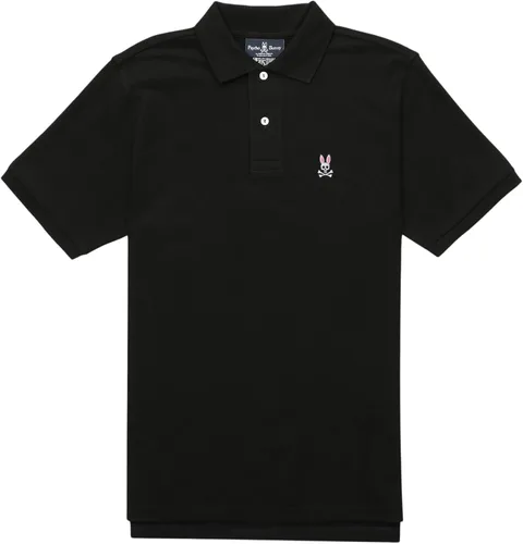 Vista 3 de Psycho Bunny Polo de piqué de manga corta para hombre, Negro
