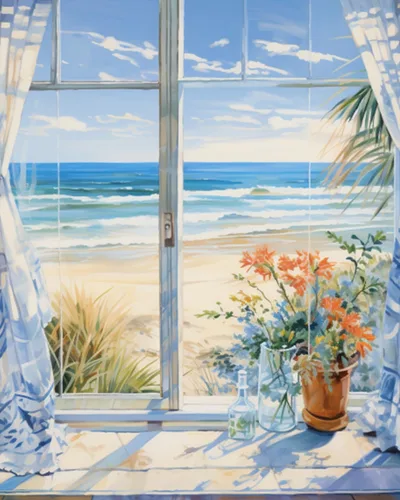 Vista 33 de Tucocoo Bumbers - Pintura de paisaje de puerta para adultos, paisaje de lago, pintura por números, pintura acrílica, lienzo junto al lago, plantas