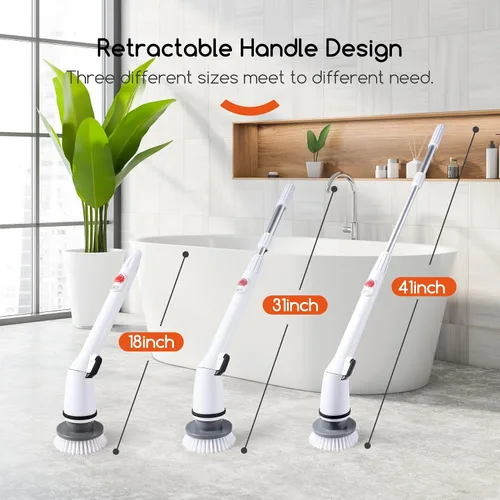 Vista 5 de REECOO Depurador eléctrico inalámbrico, rotación de alta velocidad de 380 RPM, carga rápida, larga duración, limpiador eléctrico con 3 cabezales