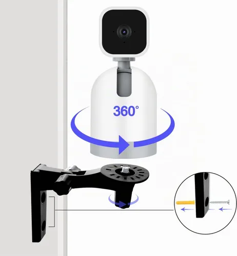 Vista 2 de Soporte de pared ajustable compatible con WYZE Cam Pan V3/V4/V2 1 soporte de pared negro