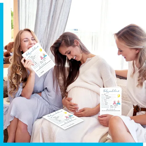 Vista 7 de 55 piezas de juegos de baby shower, tarjetas de predicciones y adivina la frase con respuestas incluidas, juegos de baby shower divertidos de género
