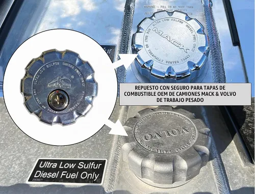 Vista 2 de Tapón de combustible diésel de bloqueo nominal de 3 pulgadas con llave igual para modelos seleccionados de tanques de combustible Volvo Mack