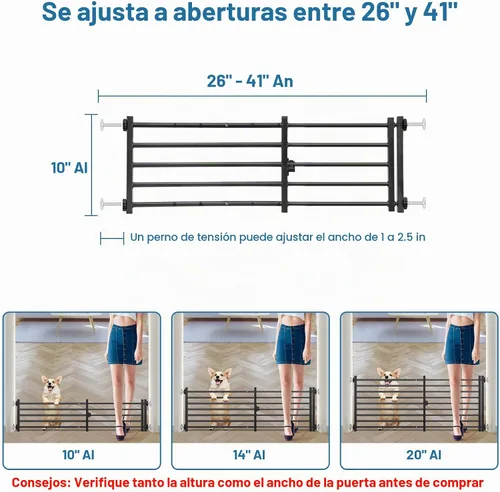 Vista 3 de Malier Puerta de interior para perros con puerta, puerta extra ancha de metal para mascotas, puerta corta para perros para escaleras, montaje a Negro