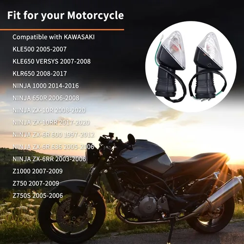 Vista 7 de AHL Luz indicadora de giro delantera o trasera para KAWASAKI NINJA ZX-6RR 2003 2004 2005 2006/Z1000 Z 1000 2007 2008 2009/Z750 Z 750 2007-2009/Z750S