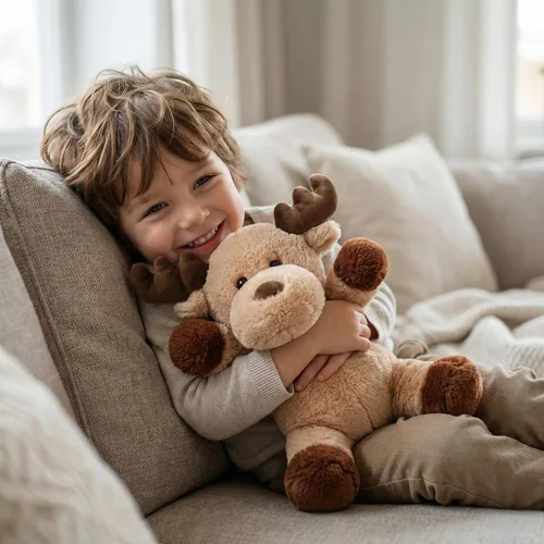 Vista 3 de WEIGEDU Adorable caribou - Peluche de reno y alce peludo, juguete de peluche para niños, bebés, niños, decoración de cumpleaños, hora de dormir, 13