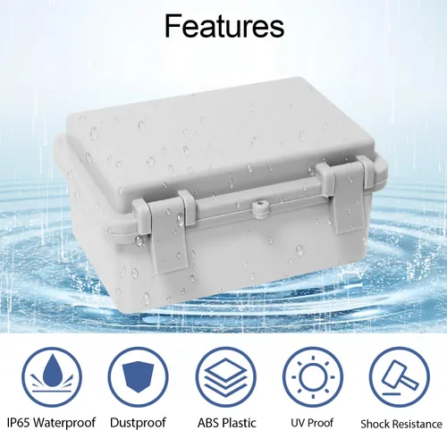 Vista 3 de Caja de conexiones de plástico ABS, IP65 resistente al agua y al polvo, recinto eléctrico universal, carcasa con bisagras para uso en interiores