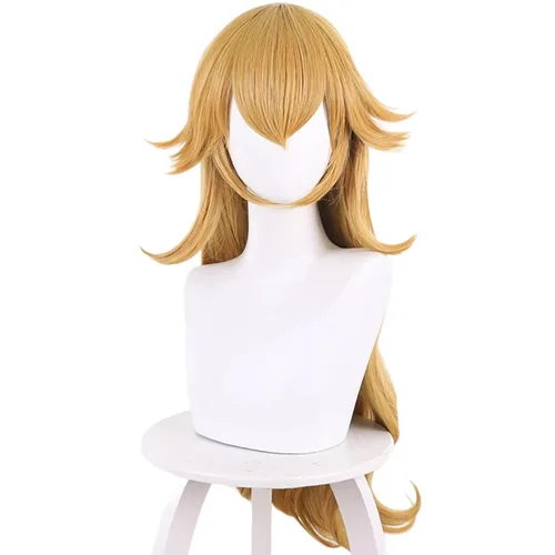 Vista 5 de Peluca rubia de anime para mujer con pelo ondulado de tela sintética para Comic Con, espectáculo de cosplay de anime, Halloween