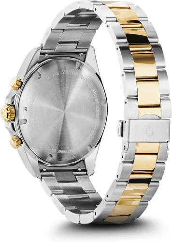 Vista 3 de Victorinox Fieldforce Classic Chrono Watch con esfera gris oscuro y pulsera de acero inoxidable en dos tonos, gris