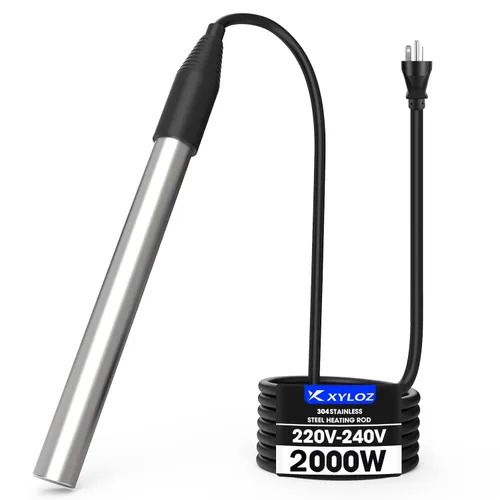 Vista 8 de Calentador de agua de inmersión de 1800W, calentador de piscina eléctrico totalmente sumergible, calentador de bañera de acero inoxidable