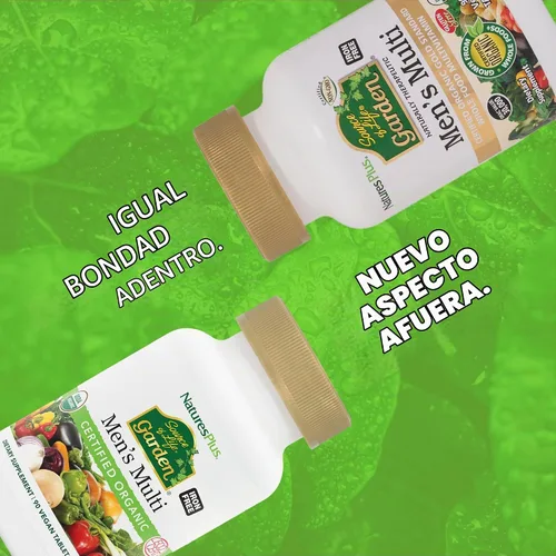 Vista 2 de Nature 's Plus – Fuente de la vida Jardín Orgánico de los hombres Multi, 90 Vegan tabletas