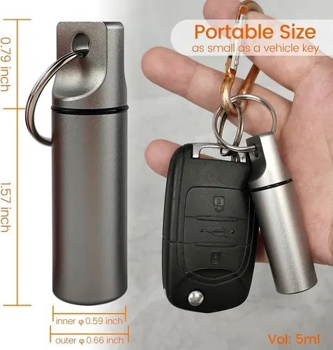 Vista 2 de Pequeña caja organizadora de píldoras, portapíldoras impermeable con llavero, contenedor portátil de píldoras para viaje, estuche de metal