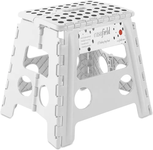 Vista 16 de Casafield Taburete plegable de 9 pulgadas con asa, negro, portátil, plegable, pequeño taburete de plástico para niños y adultos, uso en la cocina
