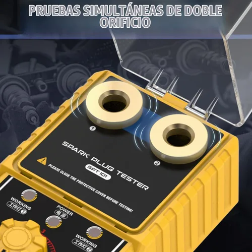Vista 3 de Probador de chispas para automóvil, probador de bujías de automóvil con detector de doble orificio ajustable automático, analizador de enchufe
