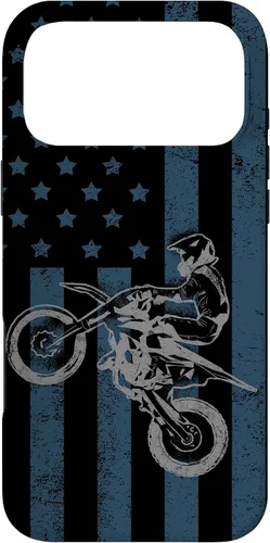 Vista 22 de Dirt Bike US Flag Vintage Motocross Racing Case for iPhone 17