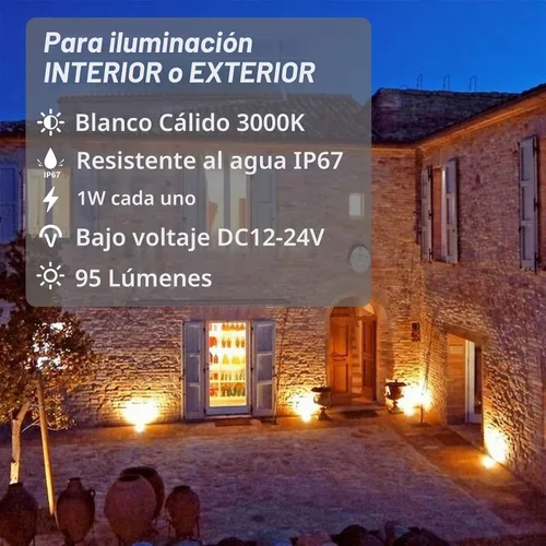 Vista 3 de Luz LED empotrable para escalones de cubierta de 3000 K, luces impermeables