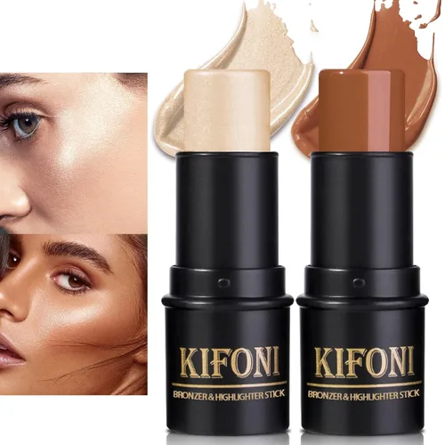 Vista 13 de Kit de contorno en crema de 3 piezas, rubor crema, iluminador, bronceador de contorno para mejillas, impermeable, de larga duración, mezclable, trío