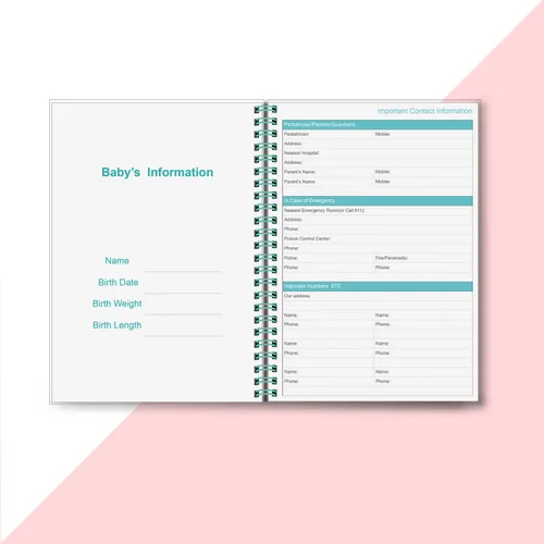 Vista 5 de Libro diario de registro del bebé – Agenda A5 para el cuidado del bebé para recién nacidos, horario para el seguimiento de la rutina diaria