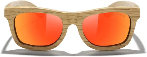 Vista 2 de MERRY'S Gafas de sol polarizadas de madera para hombre 100% UV vintage Eyewear S5140