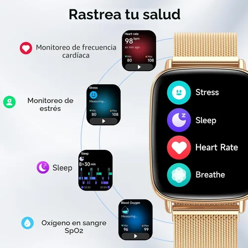 Vista 3 de Reloj inteligente para hombres y mujeres, 1.85" HD, reloj inteligente compatible con iPhone/Samsung/Android (responder/hacer llamadas), más de 100