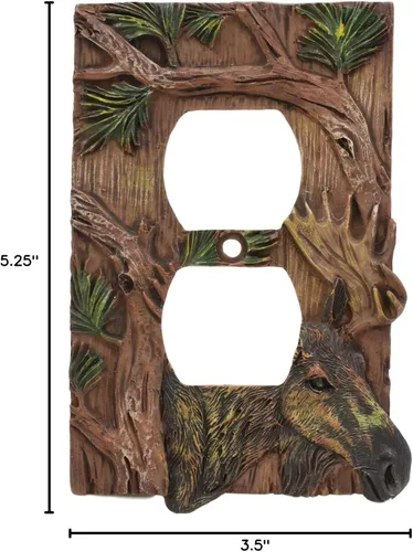 Vista 8 de Ebros - Juego de 2 platos de pared con cubierta eléctrica de ciervo y ciervo, alce rústico de bosque rústico pintado a mano, decoración occidental