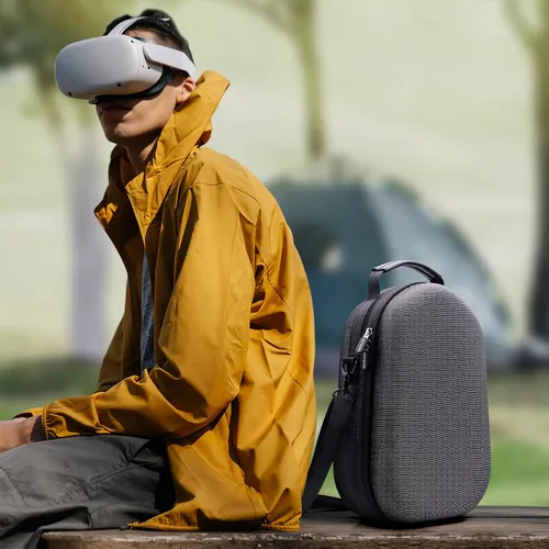 Vista 6 de Funda para Oculus Quest 2 funda de viaje rígida para Oculus Quest 2 VR con correa oficial Elite accesorios de controles táctiles funda de transporte