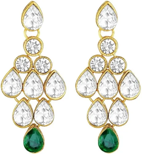 Vista 4 de Aheli Exquisito collar con tachuelas Kundan de imitación para fiesta de boda con Maang Tikka, joyería tradicional étnica india para mujer, Sin