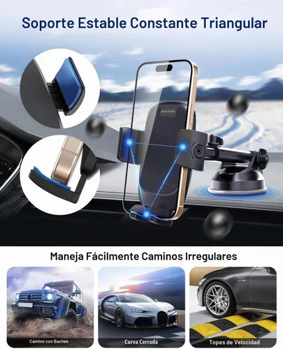 Vista 6 de pop-tech Soporte de teléfono para automóvil, [succión de grado militar] Soporte universal para teléfono celular para la ventana del parabrisas