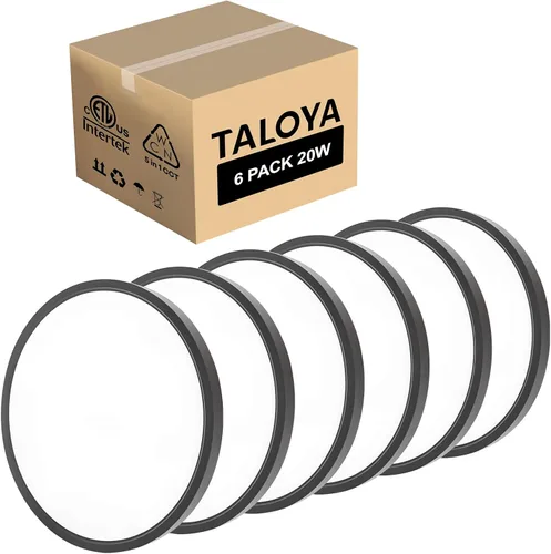 Vista 8 de TALOYA Paquete de 4 lámparas de techo LED de montaje empotrado de 10 pulgadas, 5 temperaturas de color (3000 K-6500 K), luz de panel plano redondo