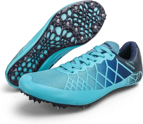 Vista 17 de Tenis de correr para hombre y mujer con Spikes Athletics Racing Track and Field Negro Gris
