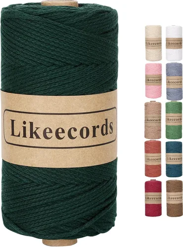 Vista 36 de Likeecords 100% Hilo de Ganchillo de Algodón Cordón de Bolsa de 2mm 170m Cordón de Macramé de 2mm Hilo de Crochet Cuerda de Macramé Regalo para Verde
