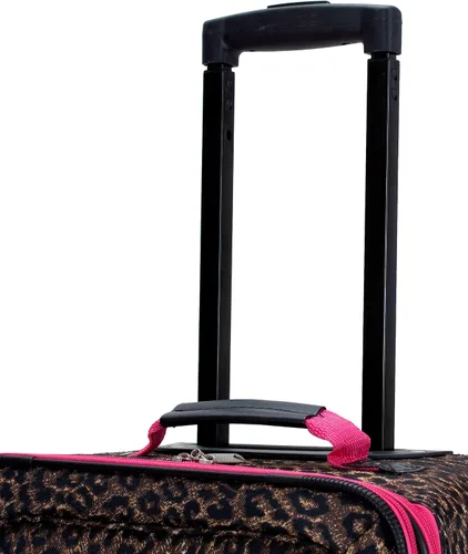 Vista 9 de Rockland Jungle Softside Juego de maletas verticales, Pink Leopard), F125-PINKLEOPARD