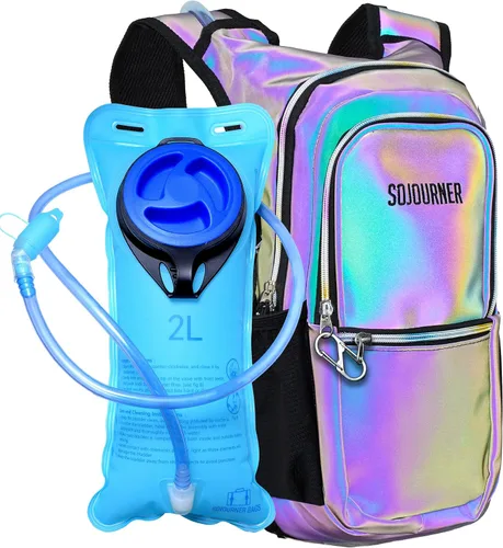 Vista 15 de SoJourner Bags, Rave Hydration Pack - Bolsa de agua de 2L incluida, para festivales, raves, senderismo, ciclismo, fiestas, escalada, carrera y más
