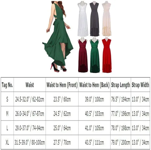 Vista 6 de Vestido largo transformador para mujer vestido de graduación convertible con tirantes delgados para boda cóctel vestido largo