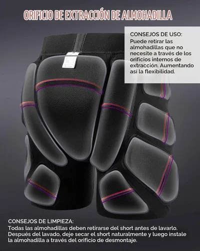 Vista 4 de Pantalones cortos acolchados de protección para snowboard y patinaje CE Nivel 2 Protección resistente para glúteos y coxis