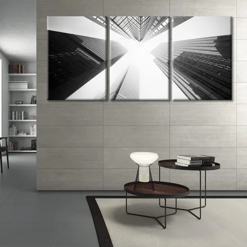 Vista 34 de TUMOVO Cuadros de la ciudad de Nueva York, arte de pared en blanco y negro, 3 paneles, rascacielos del centro de América, impresiones artísticas