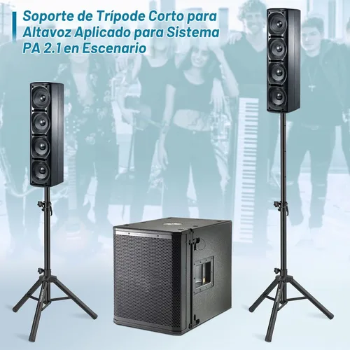 Vista 6 de Vondynote Par de soportes para altavoces de trípode de altura ajustable de 33.5 a 53.5 pulgadas, soporte delgado para mini altavoz, PA DJ, trípode
