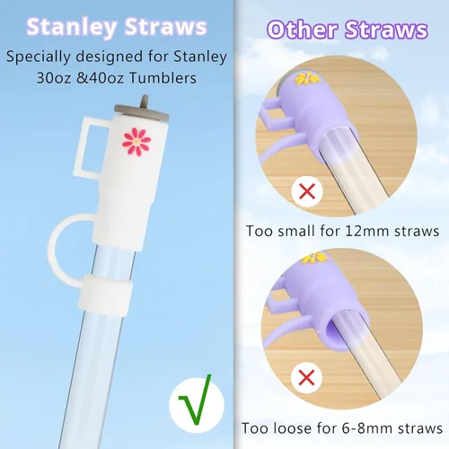 Vista 3 de 6 fundas de popote de silicona para Stanley Cup de 30 oz y 40 onzas, 0.394 in/0.39 pulgadas, resistentes al polvo, a prueba de derrames, accesorios