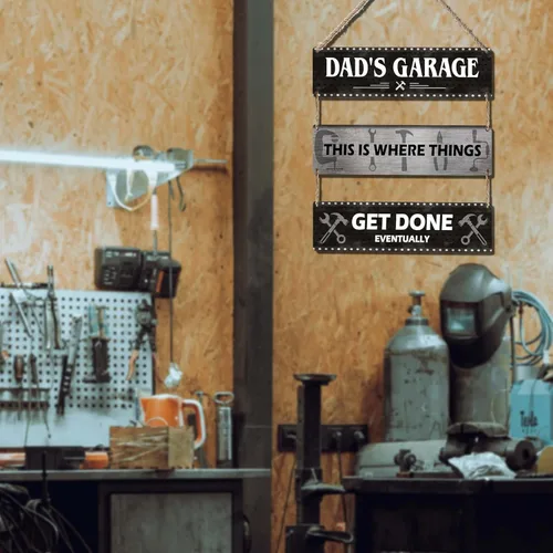 Vista 5 de Placa rústica de madera con texto en inglés "This Is Where Things Get Done Eventually", de 11.8 x 3.2 pulgadas cada una, perfecta para el día