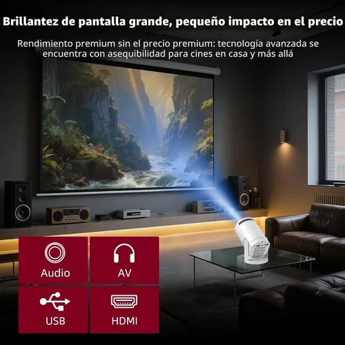 Vista 4 de Mini proyector inalámbrico con WIFI 6 y Bluetooth, soporte 4K 1080P Proyector portátil giratorio de 180°. Proyector de video de pantalla