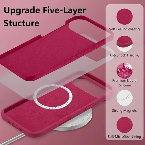 Vista 675 de Funda magnética de silicona para iPhone 13 Pro, color blanco antiguo [Compatible con Magsafe] [Forro de microfibra suave antiarañazos], funda