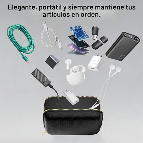 Vista 7 de Organizador de viaje para electrónica con cremallera ignífuga, estuche rígido a prueba de explosiones, caja de transporte de cables compatible