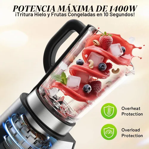 Vista 2 de Licuadoras para cocina, licuadora de batidos de encimera con jarra de vidrio de 51 onzas, molinillo y combo de taza para llevar, licuadora digital