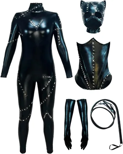 Vista 2 de Traje negro de cuerpo completo para mujer, elastano para Halloween, cosplay