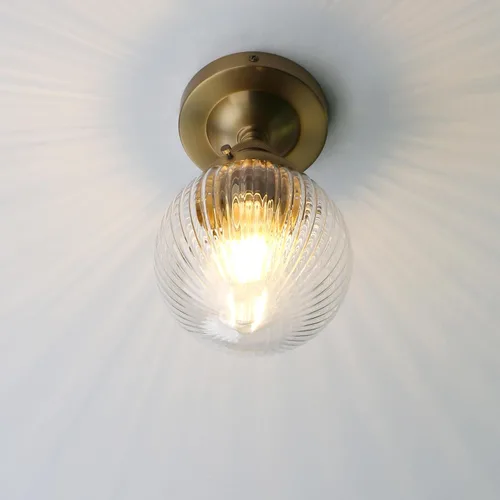 Vista 8 de Pathson Modern Semi Flush Mount Ceiling Light Fixture with Striped Globe Glass Shade, Industrial Ceiling Lighting Lamp for Living Room Foyer Hallway