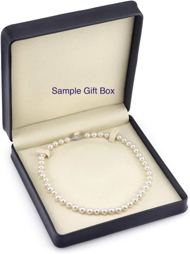 Vista 4 de The Pearl Source 14K Gold 8.0-8.5mm Round Genuine Black Japanese Akoya Saltwater Cultured Pearl Necklace in 20" Matinee Length for Women